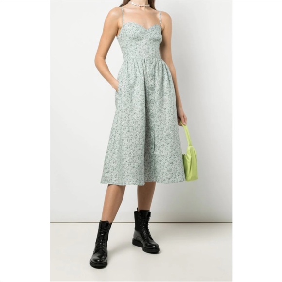 Reformation Cale linen Midi Dress NWOT agave print - Picture 9 of 10